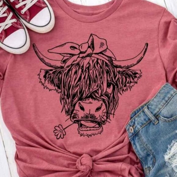 Women's Highland Cow T-shirt. LARGE - Picture 1 of 1